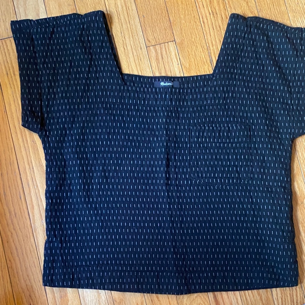Madewell Black and White Patterned Blouse